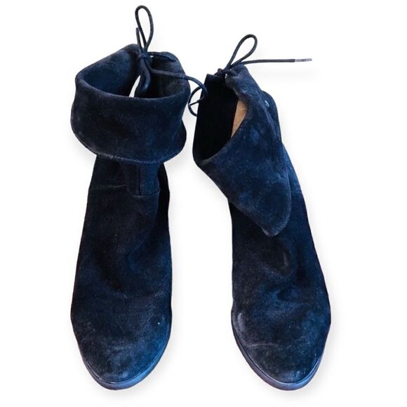 Gravitypope Suede Lace Back Folded Slouch Booties Size 7 - Picture 2 of 4